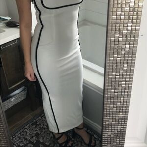 Selfie Leslie White Dress with Black Accents